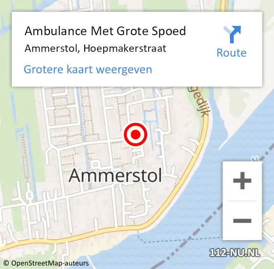 Locatie op kaart van de 112 melding: Ambulance Met Grote Spoed Naar Ammerstol, Hoepmakerstraat op 22 november 2023 21:06