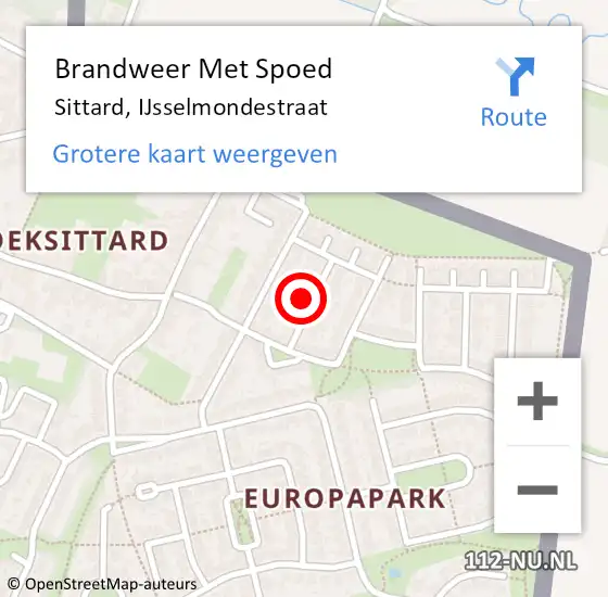 Locatie op kaart van de 112 melding: Brandweer Met Spoed Naar Sittard, IJsselmondestraat op 22 november 2023 22:14