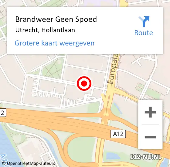 Locatie op kaart van de 112 melding: Brandweer Geen Spoed Naar Utrecht, Hollantlaan op 22 november 2023 22:19