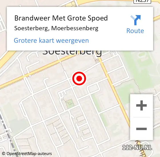 Locatie op kaart van de 112 melding: Brandweer Met Grote Spoed Naar Soesterberg, Moerbessenberg op 22 november 2023 22:20