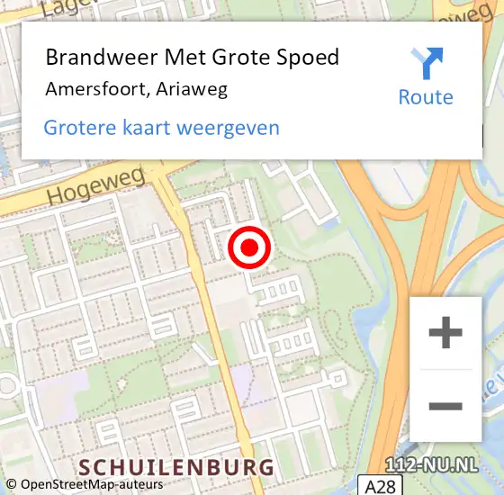 Locatie op kaart van de 112 melding: Brandweer Met Grote Spoed Naar Amersfoort, Ariaweg op 22 november 2023 22:27