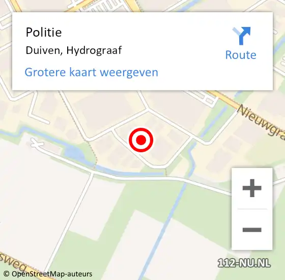 Locatie op kaart van de 112 melding: Politie Duiven, Hydrograaf op 22 november 2023 22:50