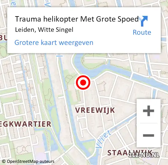 Locatie op kaart van de 112 melding: Trauma helikopter Met Grote Spoed Naar Leiden, Witte Singel op 22 november 2023 23:17