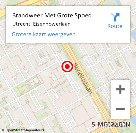 Locatie op kaart van de 112 melding: Brandweer Met Grote Spoed Naar Utrecht, Eisenhowerlaan op 22 november 2023 23:39