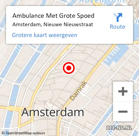 Locatie op kaart van de 112 melding: Ambulance Met Grote Spoed Naar Amsterdam, Nieuwe Nieuwstraat op 23 november 2023 00:00