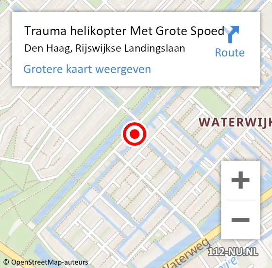 Locatie op kaart van de 112 melding: Trauma helikopter Met Grote Spoed Naar Den Haag, Rijswijkse Landingslaan op 23 november 2023 01:40