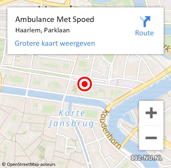 Locatie op kaart van de 112 melding: Ambulance Met Spoed Naar Haarlem, Parklaan op 23 november 2023 02:01
