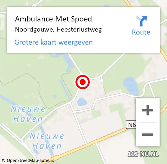 Locatie op kaart van de 112 melding: Ambulance Met Spoed Naar Noordgouwe, Heesterlustweg op 16 september 2014 10:17