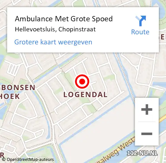 Locatie op kaart van de 112 melding: Ambulance Met Grote Spoed Naar Hellevoetsluis, Chopinstraat op 23 november 2023 03:40