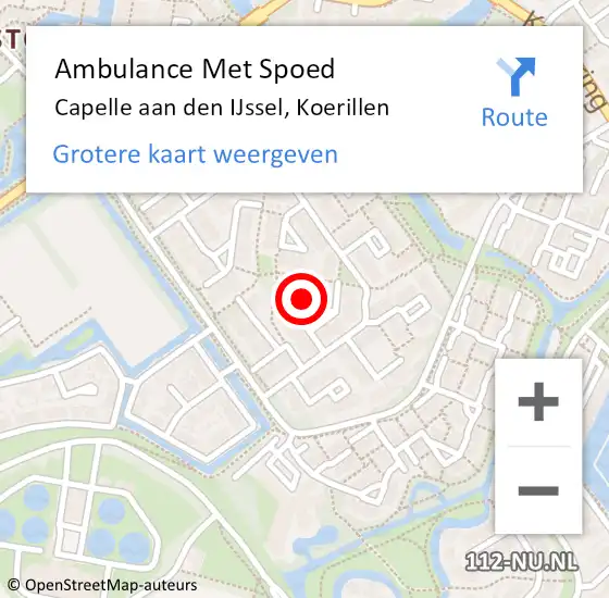 Locatie op kaart van de 112 melding: Ambulance Met Spoed Naar Capelle aan den IJssel, Koerillen op 23 november 2023 03:49