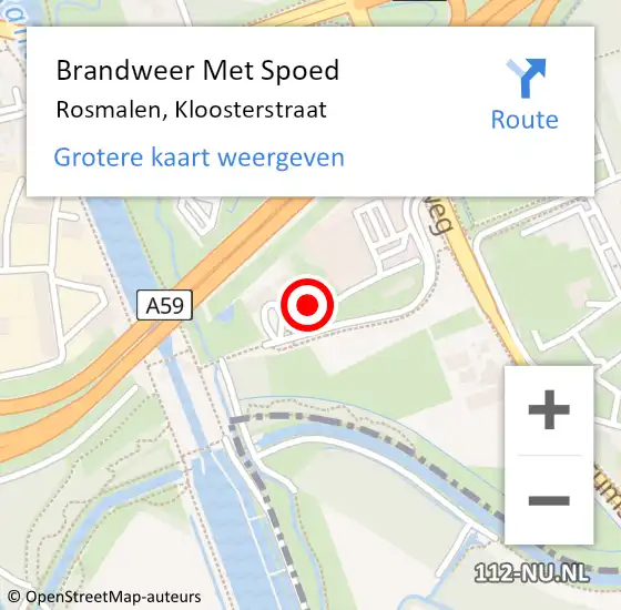 Locatie op kaart van de 112 melding: Brandweer Met Spoed Naar Rosmalen, Kloosterstraat op 23 november 2023 05:53