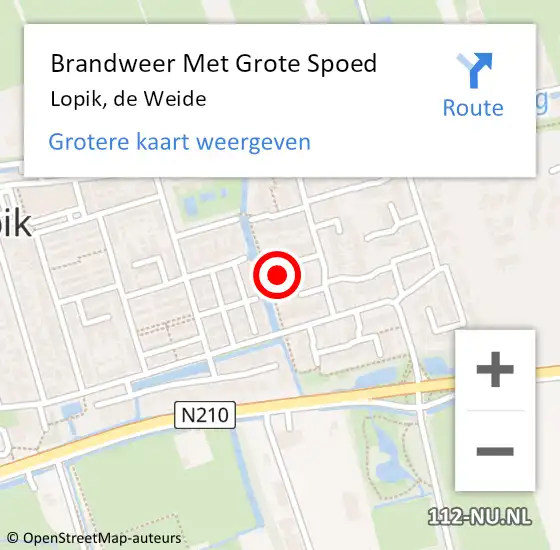 Locatie op kaart van de 112 melding: Brandweer Met Grote Spoed Naar Lopik, de Weide op 23 november 2023 06:10