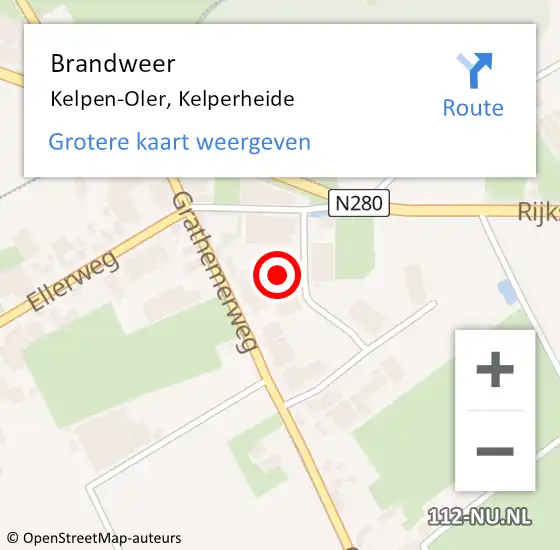 Locatie op kaart van de 112 melding: Brandweer Kelpen-Oler, Kelperheide op 23 november 2023 06:51