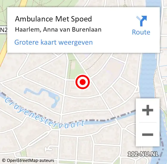 Locatie op kaart van de 112 melding: Ambulance Met Spoed Naar Haarlem, Anna van Burenlaan op 23 november 2023 07:15