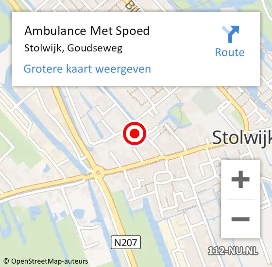 Locatie op kaart van de 112 melding: Ambulance Met Spoed Naar Stolwijk, Goudseweg op 23 november 2023 08:29