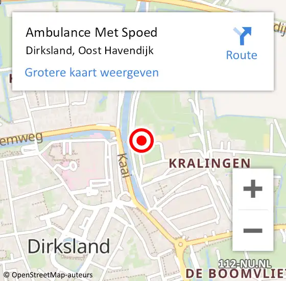 Locatie op kaart van de 112 melding: Ambulance Met Spoed Naar Dirksland, Oost Havendijk op 23 november 2023 09:03