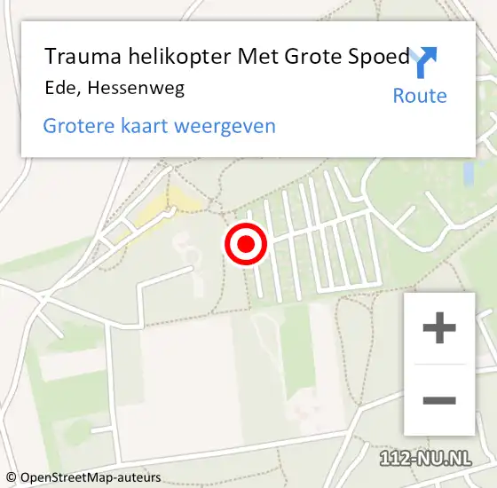 Locatie op kaart van de 112 melding: Trauma helikopter Met Grote Spoed Naar Ede, Hessenweg op 23 november 2023 09:07