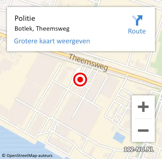 Locatie op kaart van de 112 melding: Politie Botlek, Theemsweg op 23 november 2023 09:48