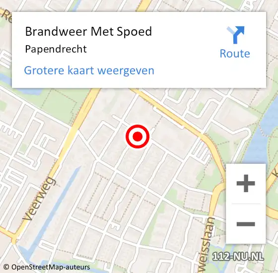 Locatie op kaart van de 112 melding: Brandweer Met Spoed Naar Papendrecht op 23 november 2023 09:54