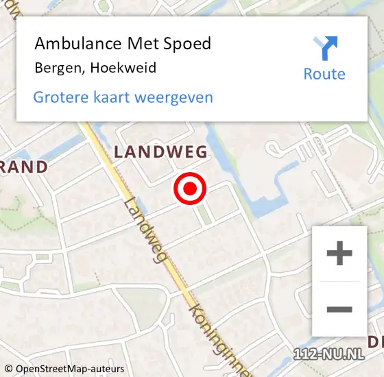 Locatie op kaart van de 112 melding: Ambulance Met Spoed Naar Bergen, Hoekweid op 23 november 2023 10:13