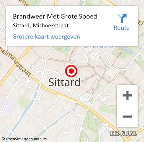 Locatie op kaart van de 112 melding: Brandweer Met Grote Spoed Naar Sittard, Misboekstraat op 23 november 2023 10:26