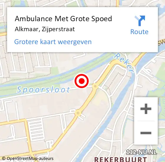 Locatie op kaart van de 112 melding: Ambulance Met Grote Spoed Naar Alkmaar, Zijperstraat op 23 november 2023 10:36