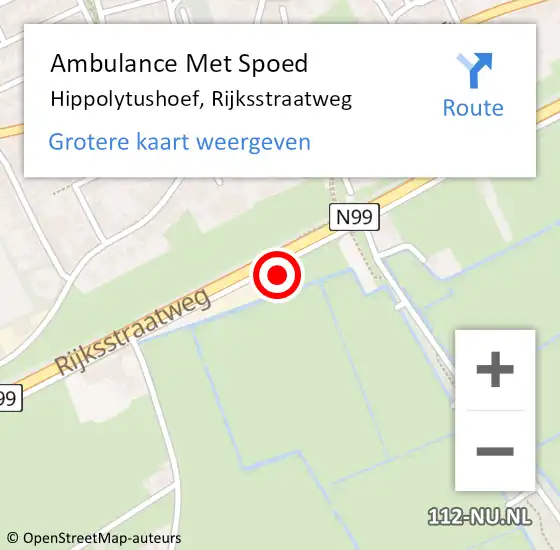 Locatie op kaart van de 112 melding: Ambulance Met Spoed Naar Hippolytushoef, Rijksstraatweg op 23 november 2023 10:37