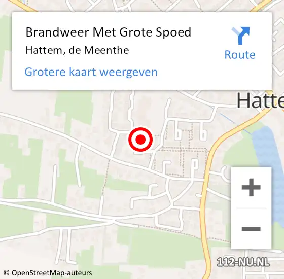 Locatie op kaart van de 112 melding: Brandweer Met Grote Spoed Naar Hattem, de Meenthe op 23 november 2023 10:41