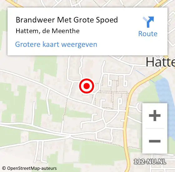 Locatie op kaart van de 112 melding: Brandweer Met Grote Spoed Naar Hattem, de Meenthe op 23 november 2023 10:42