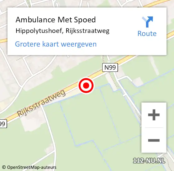 Locatie op kaart van de 112 melding: Ambulance Met Spoed Naar Hippolytushoef, Rijksstraatweg op 23 november 2023 11:00