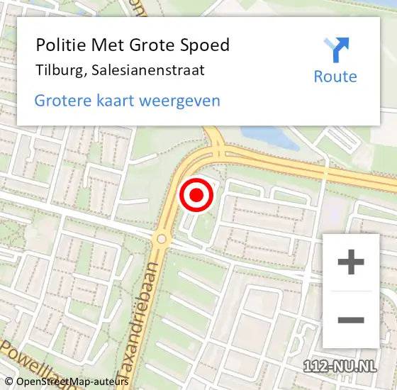 Locatie op kaart van de 112 melding: Politie Met Grote Spoed Naar Tilburg, Salesianenstraat op 23 november 2023 11:11