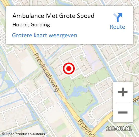 Locatie op kaart van de 112 melding: Ambulance Met Grote Spoed Naar Hoorn, Gording op 23 november 2023 11:17