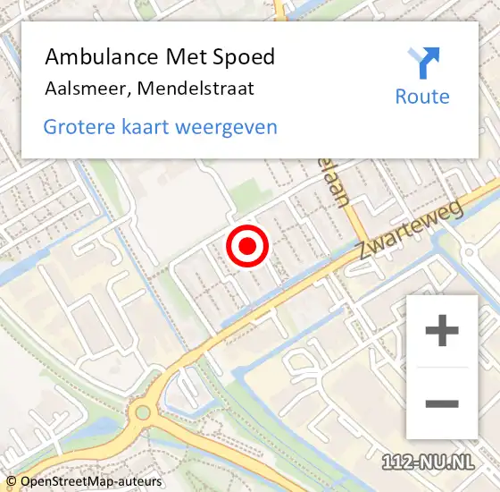 Locatie op kaart van de 112 melding: Ambulance Met Spoed Naar Aalsmeer, Mendelstraat op 23 november 2023 11:21