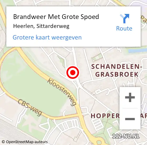 Locatie op kaart van de 112 melding: Brandweer Met Grote Spoed Naar Heerlen, Sittarderweg op 23 november 2023 11:34