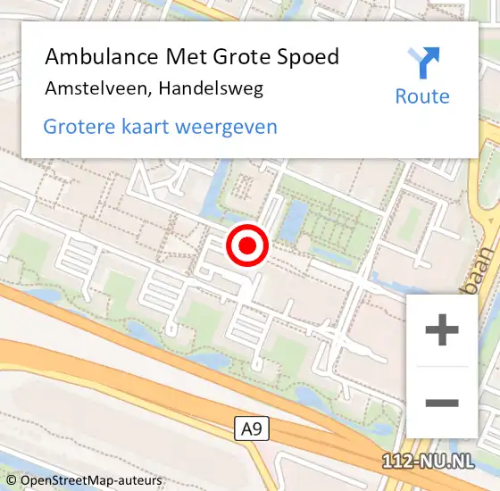 Locatie op kaart van de 112 melding: Ambulance Met Grote Spoed Naar Amstelveen, Handelsweg op 23 november 2023 11:37