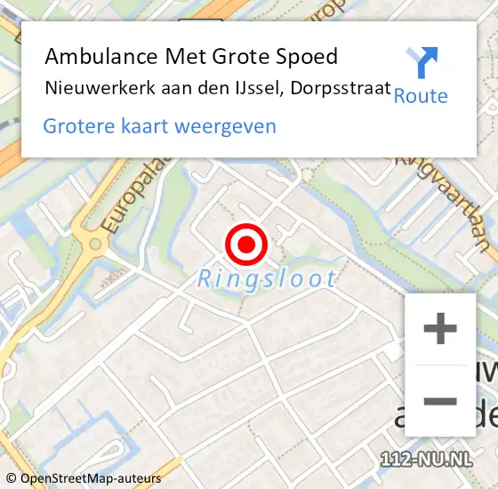 Locatie op kaart van de 112 melding: Ambulance Met Grote Spoed Naar Nieuwerkerk aan den IJssel, Dorpsstraat op 23 november 2023 11:37