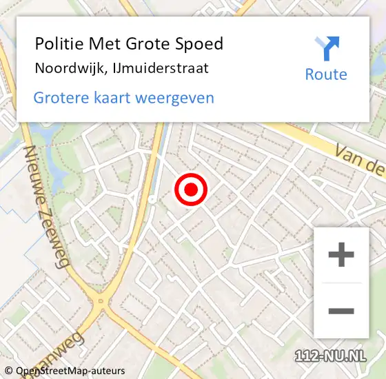 Locatie op kaart van de 112 melding: Politie Met Grote Spoed Naar Noordwijk, IJmuiderstraat op 23 november 2023 11:43