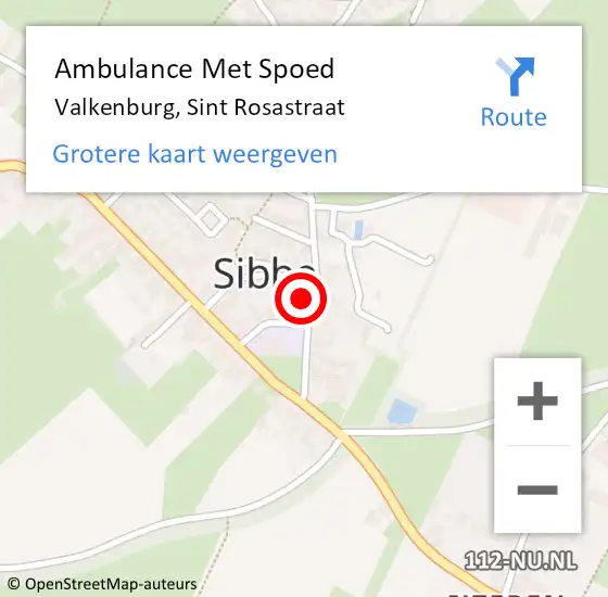 Locatie op kaart van de 112 melding: Ambulance Met Spoed Naar Valkenburg, Sint Rosastraat op 16 september 2014 10:45