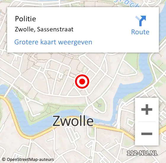 Locatie op kaart van de 112 melding: Politie Zwolle, Sassenstraat op 23 november 2023 12:08