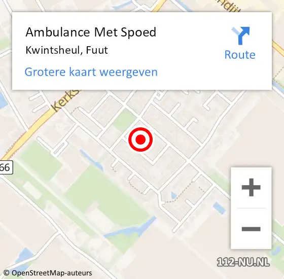 Locatie op kaart van de 112 melding: Ambulance Met Spoed Naar Kwintsheul, Fuut op 23 november 2023 12:17