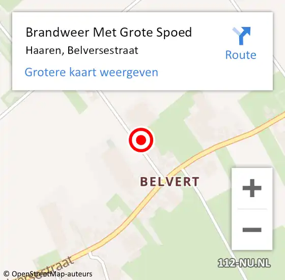 Locatie op kaart van de 112 melding: Brandweer Met Grote Spoed Naar Haaren, Belversestraat op 23 november 2023 12:32