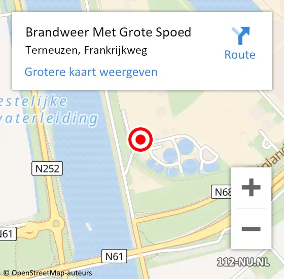 Locatie op kaart van de 112 melding: Brandweer Met Grote Spoed Naar Terneuzen, Frankrijkweg op 23 november 2023 12:36