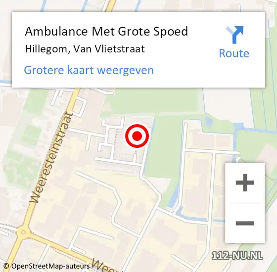 Locatie op kaart van de 112 melding: Ambulance Met Grote Spoed Naar Hillegom, Van Vlietstraat op 23 november 2023 12:46