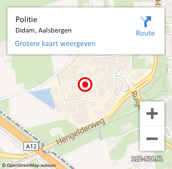 Locatie op kaart van de 112 melding: Politie Didam, Aalsbergen op 23 november 2023 13:05