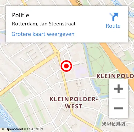 Locatie op kaart van de 112 melding: Politie Rotterdam, Jan Steenstraat op 23 november 2023 13:08