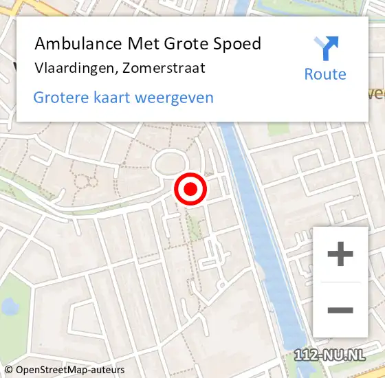 Locatie op kaart van de 112 melding: Ambulance Met Grote Spoed Naar Vlaardingen, Zomerstraat op 23 november 2023 13:25