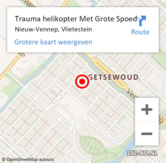 Locatie op kaart van de 112 melding: Trauma helikopter Met Grote Spoed Naar Nieuw-Vennep, Vlietestein op 23 november 2023 13:41