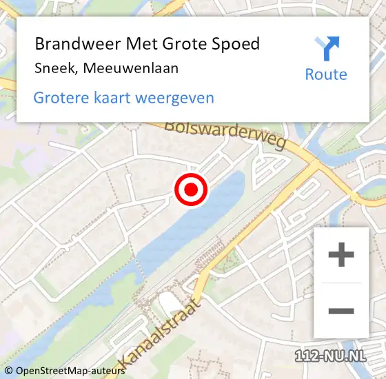 Locatie op kaart van de 112 melding: Brandweer Met Grote Spoed Naar Sneek, Meeuwenlaan op 23 november 2023 13:41