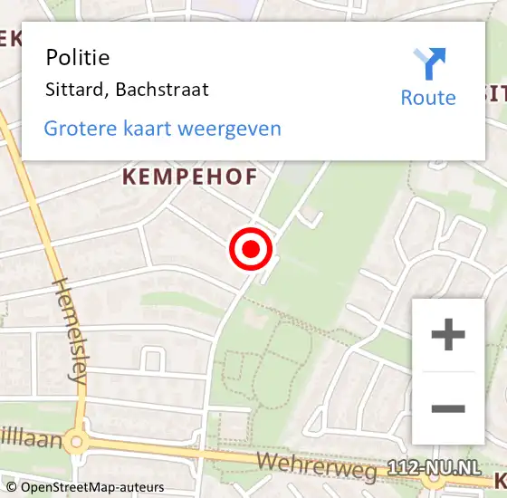 Locatie op kaart van de 112 melding: Politie Sittard, Bachstraat op 23 november 2023 14:12