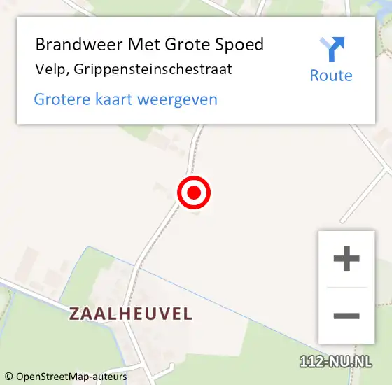 Locatie op kaart van de 112 melding: Brandweer Met Grote Spoed Naar Velp, Grippensteinschestraat op 23 november 2023 14:22